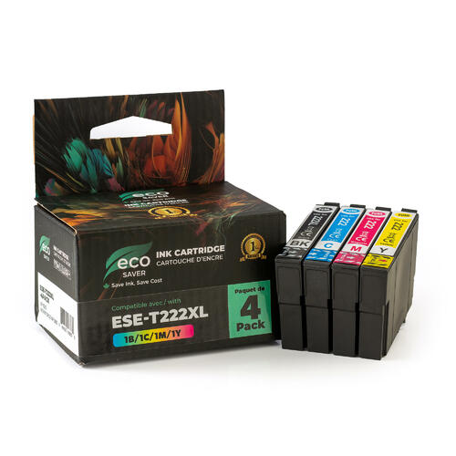 Ensemble de cartouches d'encre compatible pour Epson T222 / T222XL (BK/C/M/Y)